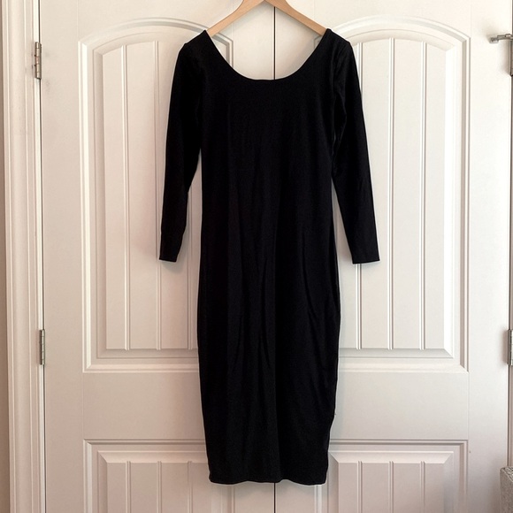 Hatch Maternity Midi Dress Size XS Bodycon Black Long Sleeve Built in Bra - Picture 5 of 8